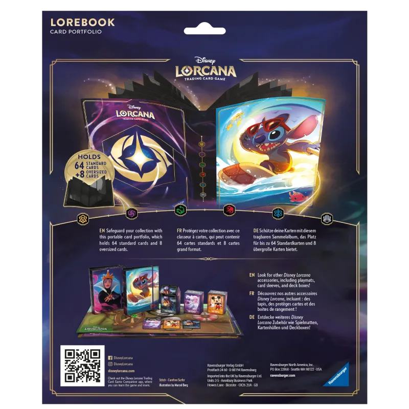Portfólio 8 bolsos 10 folhas Disney Lorcana - Stitch Portfólio 8 bolsos 10 folhas Disney Lorcana - Stitch