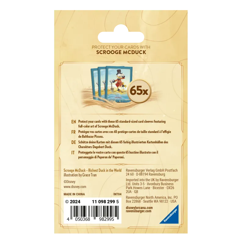 Protetor de Cartas 66mm x 91mm (Padrão) Disney Lorcana - Into the Inklands - Patinhas McPato