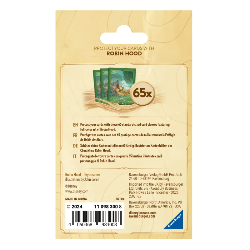 Protetor de Cartas 66mm x 91mm (Padrão) Disney Lorcana - Into the Inklands - Robin Hood