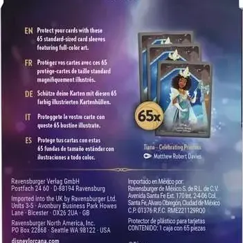 Protetor de Cartas 66mm x 91mm (Padrão) Disney Lorcana - Shimmering Skies - Tiana