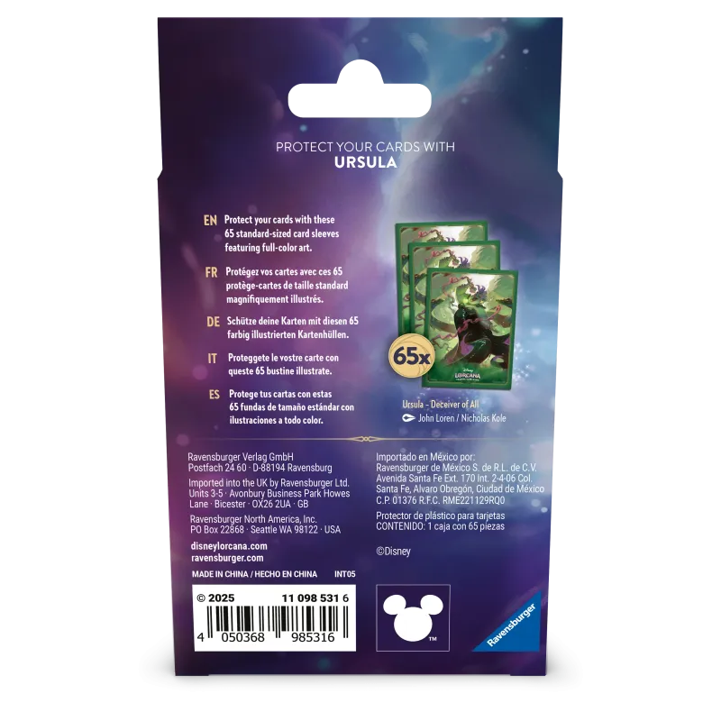 Protetor de Cartas 66mm x 91mm (Padrão) Disney Lorcana - Archazia's Island - Ursula