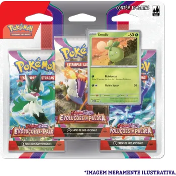 Pokémon - Escarlate e Violeta 02 - Evoluções em Paldea - Blister com 3 booster + Smoliv