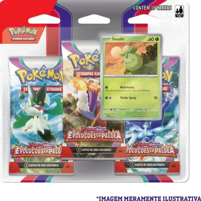 Pokémon - Escarlate e Violeta 02 - Evoluções em Paldea - Blister com 3 booster + Smoliv