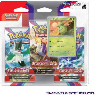 Pokémon - Escarlate e Violeta 02 - Evoluções em Paldea - Blister com 3 booster + Smoliv