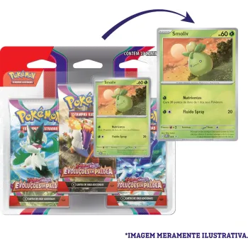 Pokémon - Escarlate e Violeta 02 - Evoluções em Paldea - Blister com 3 booster + Smoliv