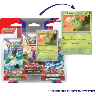 Pokémon - Escarlate e Violeta 02 - Evoluções em Paldea - Blister com 3 booster + Smoliv