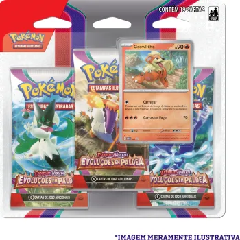 Pokémon - Escarlate e Violeta 02 - Evoluções em Paldea - Blister com 3 booster + Growlithe