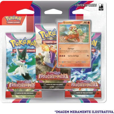 Pokémon - Escarlate e Violeta 02 - Evoluções em Paldea - Blister com 3 booster + Growlithe