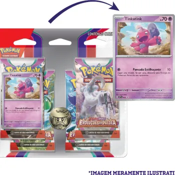 Pokémon - Escarlate e Violeta 02 - Evoluções em Paldea - Blister com 4 booster + Tinkatink