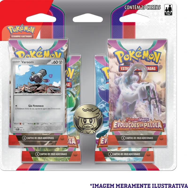 Pokémon - Escarlate e Violeta 02 - Evoluções em Paldea - Blister com 4 booster + Varoom