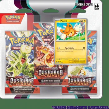 Pokémon - Escarlate e Violeta 03 - Obsidiana em Chamas - Blister com 3 booster + Pawmi