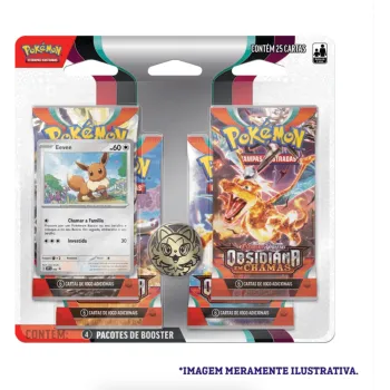 Pokémon - Escarlate e Violeta 03 - Obsidiana em Chamas - Blister com 4 booster + Eevee