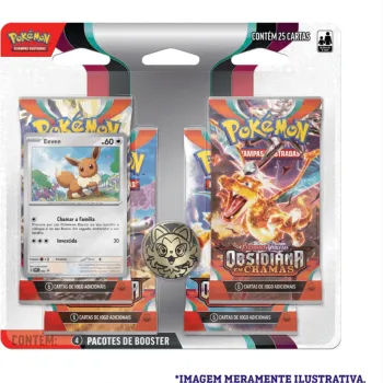 Pokémon - Escarlate e Violeta 03 - Obsidiana em Chamas - Blister com 4 booster + Eevee