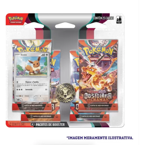 Pokémon - Escarlate e Violeta 03 - Obsidiana em Chamas - Blister com 4 booster + Eevee