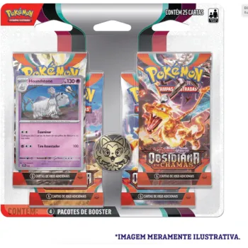 Pokémon - Escarlate e Violeta 03 - Obsidiana em Chamas - Blister com 4 booster + Houndstone