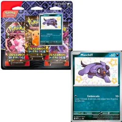 Pokémon - Escarlate e Violeta 04.5 - Destinos de Paldea - Blister com 3 booster + Maschiff Brilhante