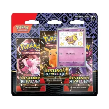 Pokémon - Escarlate e Violeta 04.5 - Destinos de Paldea - Blister com 3 booster + Fidough Brilhante