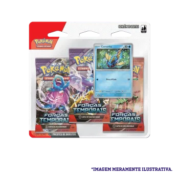 Pokémon - Escarlate e Violeta 05 - Forças Temporais - Blister com 3 booster + Carvanha