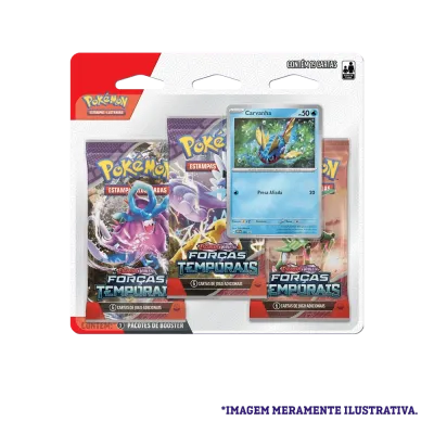 Pokémon - Escarlate e Violeta 05 - Forças Temporais - Blister com 3 booster + Carvanha