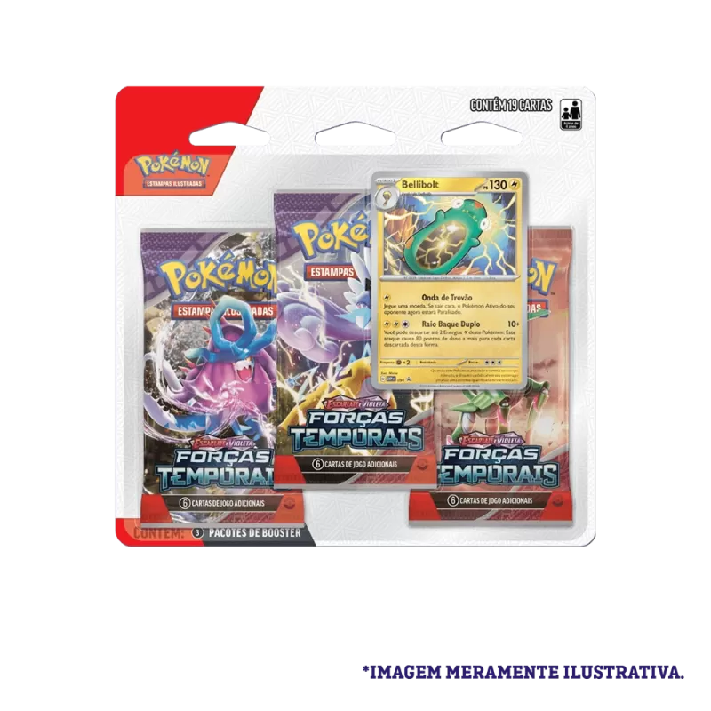 Pokémon - Escarlate e Violeta 05 - Forças Temporais - Blister com 3 booster + Bellibolt