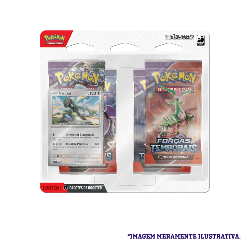 Pokémon - Escarlate e Violeta 05 - Forças Temporais - Blister com 4 booster + Cyclizar