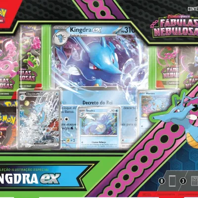 Pokémon - Escarlate e Violeta 06.5 - Fábulas Nebulosas - Coleção Especial Kingdra EX Pokémon - Escarlate e Violeta 06.5 - Fábulas Nebulosas - Coleção Especial Kingdra EX