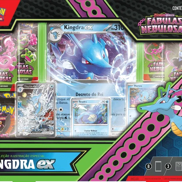 Pokémon - Escarlate e Violeta 06.5 - Fábulas Nebulosas - Coleção Especial Kingdra EX Pokémon - Escarlate e Violeta 06.5 - Fábulas Nebulosas - Coleção Especial Kingdra EX