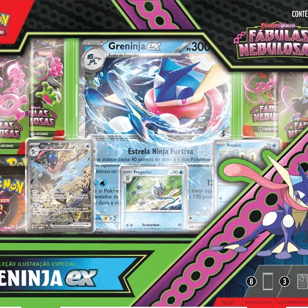 Pokémon - Escarlate e Violeta 06.5 - Fábulas Nebulosas - Coleção Especial Greninja EX Pokémon - Escarlate e Violeta 06.5 - Fábulas Nebulosas - Coleção Especial Greninja EX