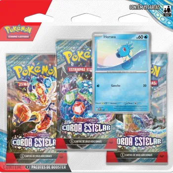 Pokémon - Escarlate e Violeta 07 - Coroa Estelar - Blister com 3 booster + Horsea