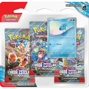 Pokémon - Escarlate e Violeta 07 - Coroa Estelar - Blister com 3 booster + Horsea