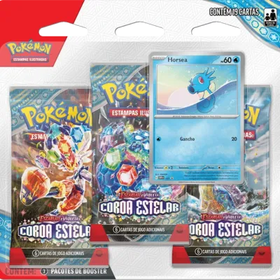 Pokémon - Escarlate e Violeta 07 - Coroa Estelar - Blister com 3 booster + Horsea