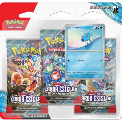 Pokémon - Escarlate e Violeta 07 - Coroa Estelar - Blister com 3 booster + Horsea