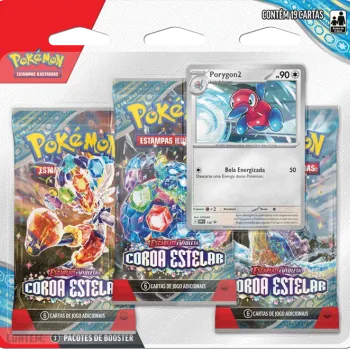 Pokémon - Escarlate e Violeta 07 - Coroa Estelar - Blister com 3 booster + Porygon2