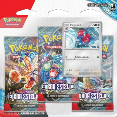 Pokémon - Escarlate e Violeta 07 - Coroa Estelar - Blister com 3 booster + Porygon2