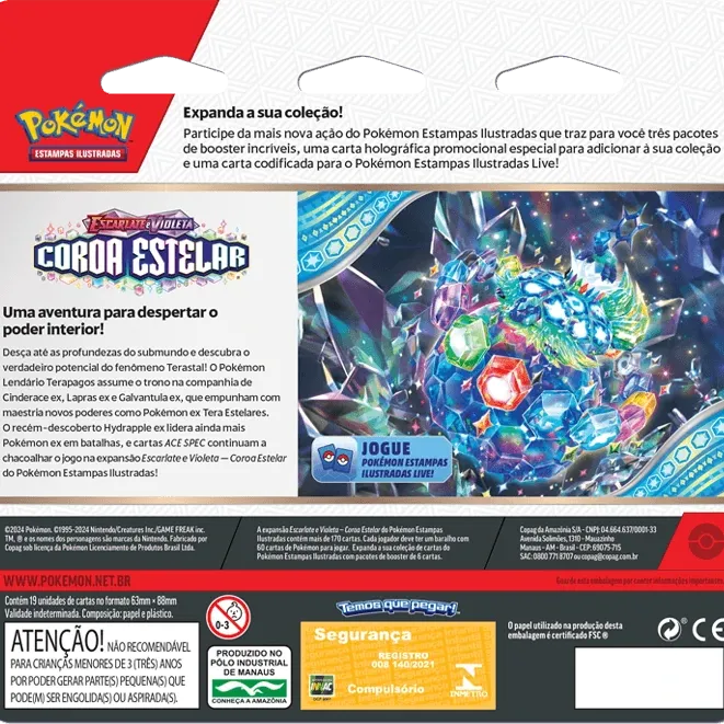 Pokémon - Escarlate e Violeta 07 - Coroa Estelar - Blister com 3 booster + Porygon2