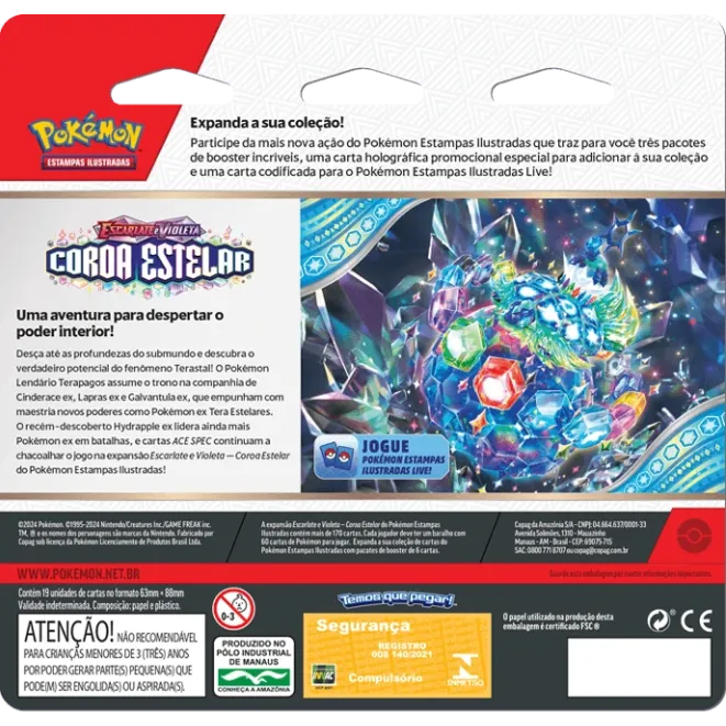 Pokémon - Escarlate e Violeta 07 - Coroa Estelar - Blister com 3 booster + Horsea