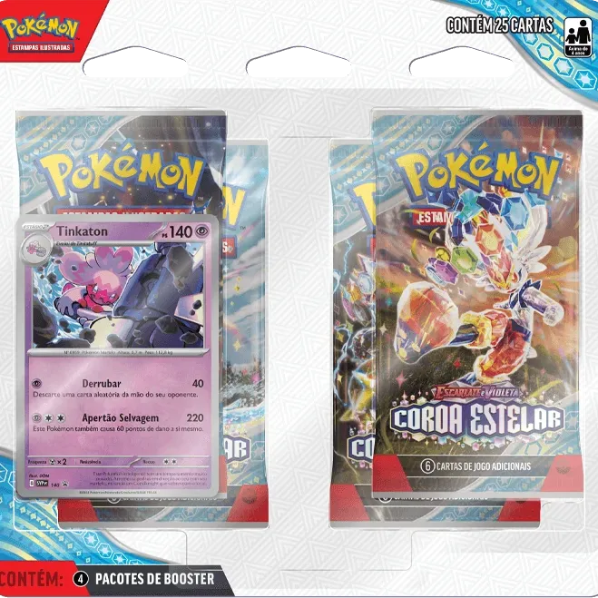 Pokémon - Escarlate e Violeta 07 - Coroa Estelar - Blister com 4 booster + Tinkaton