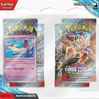 Pokémon - Escarlate e Violeta 07 - Coroa Estelar - Blister com 4 booster + Latias