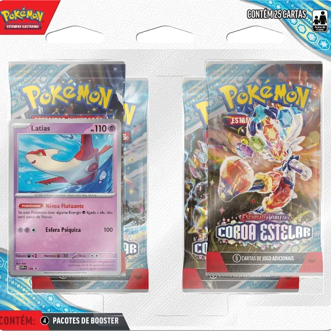 Pokémon - Escarlate e Violeta 07 - Coroa Estelar - Blister com 4 booster + Latias