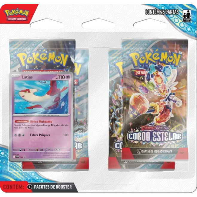 Pokémon - Escarlate e Violeta 07 - Coroa Estelar - Blister com 4 booster + Latias