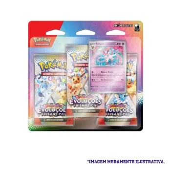 Pokémon - Escarlate e Violeta 08.5 - Evoluções Prismáticas - Blister com 3 booster + Sylveon