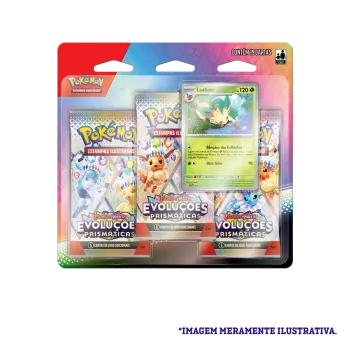 Pokémon - Escarlate e Violeta 08.5 - Evoluções Prismáticas - Blister com 3 booster + Leafeon