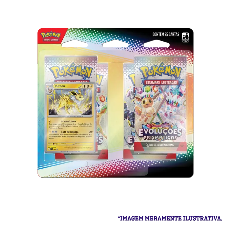 Pokémon - Escarlate e Violeta 08.5 - Evoluções Prismáticas - Blister com 4 booster + Jolteon Pokémon - Escarlate e Violeta 08.5 - Evoluções Prismáticas - Blister com 4 booster + Jolteon