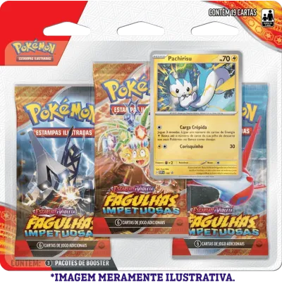 Pokémon - Escarlate e Violeta 08 - Fagulhas Impetuosas - Blister com 3 booster + Pachirisu