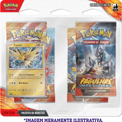 Pokémon - Escarlate e Violeta 08 - Fagulhas Impetuosas - Blister com 4 booster + Zapdos
