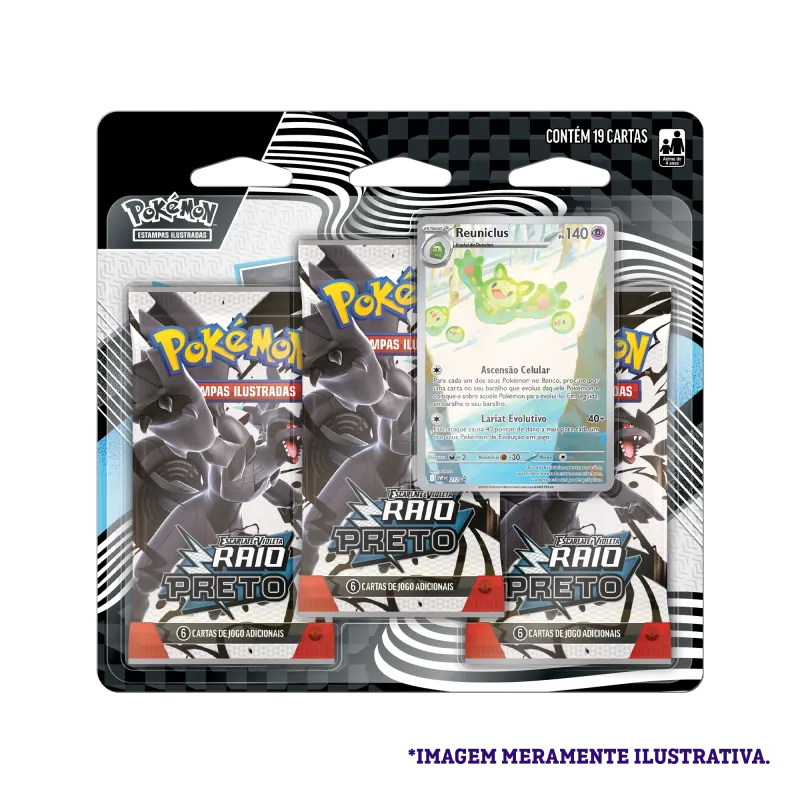 Pokémon - Escarlate e Violeta 10.5 - Raio Preto - Blister com 3 booster + Reuniclus Pokémon - Escarlate e Violeta 10.5 - Raio Preto - Blister com 3 booster + Reuniclus