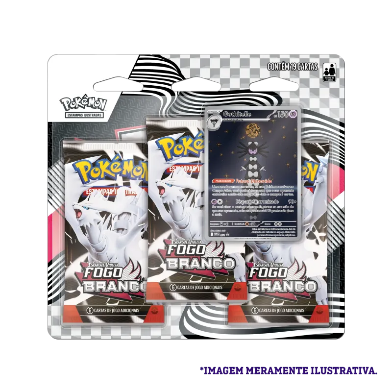 Pokémon - Escarlate e Violeta 10.5 - Fogo Branco - Blister com 3 booster + Gothitelle Pokémon - Escarlate e Violeta 10.5 - Fogo Branco - Blister com 3 booster + Gothitelle