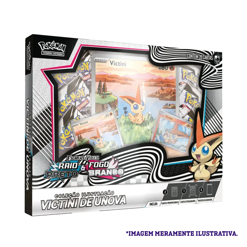 Pokémon - Escarlate e Violeta 10.5 - Fogo Branco e Raio Preto - Coleção Ilustração: Victini de Unova