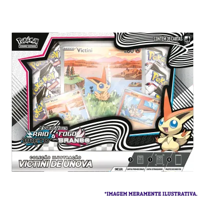 Pokémon - Escarlate e Violeta 10.5 - Fogo Branco e Raio Preto - Coleção Ilustração: Victini de Unova