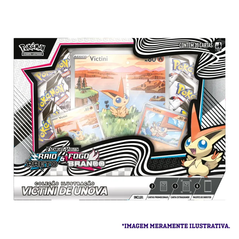 Pokémon - Escarlate e Violeta 10.5 - Fogo Branco e Raio Preto - Coleção Ilustração: Victini de Unova Pokémon - Escarlate e Violeta 10.5 - Fogo Branco e Raio Preto - Coleção Ilustração: Victini de Unova